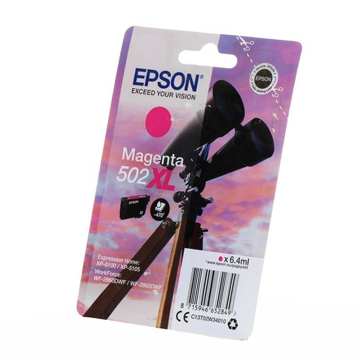 Epson Blekk C13T02W34010 502XL Magenta, kikkert i gruppen Datautstyr / Skrivere og tilbehør / Blekk og toner / Blekkpatroner / Epson hos TP E-commerce Nordic AB (C26687)