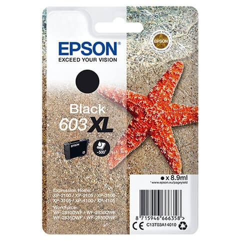 EPSON Blekk C13T03A14010 603XL Svart Starfish i gruppen Datautstyr / Skrivere og tilbehør / Blekk og toner / Blekkpatroner / Epson hos TP E-commerce Nordic AB (C26690)