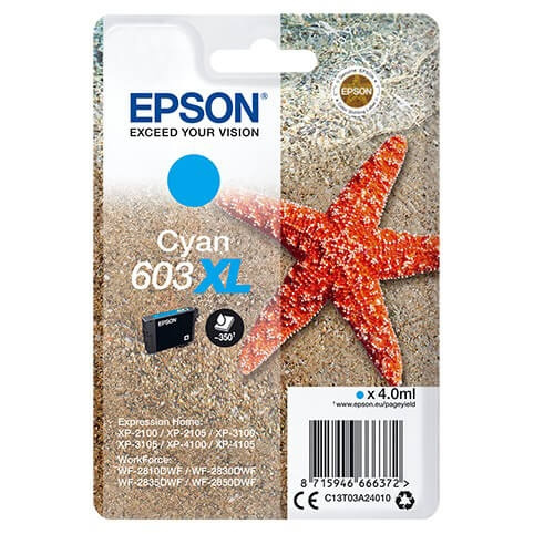 EPSON Blekk C13T03A24010 603XL Cyan Starfish i gruppen Datautstyr / Skrivere og tilbehør / Blekk og toner / Blekkpatroner / Epson hos TP E-commerce Nordic AB (C26691)