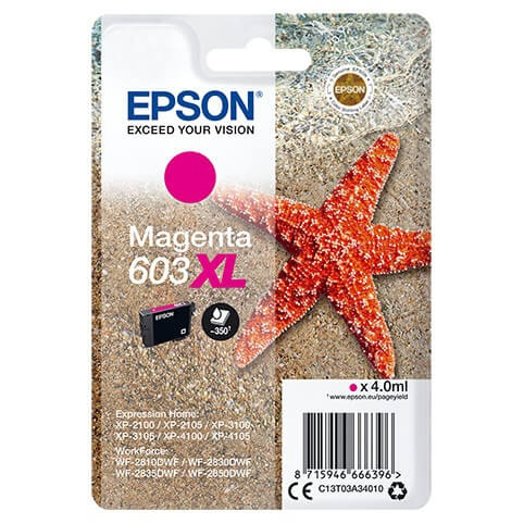 EPSON Blekk C13T03A34010 603XL Magenta Starfish i gruppen Datautstyr / Skrivere og tilbehør / Blekk og toner / Blekkpatroner / Epson hos TP E-commerce Nordic AB (C26692)