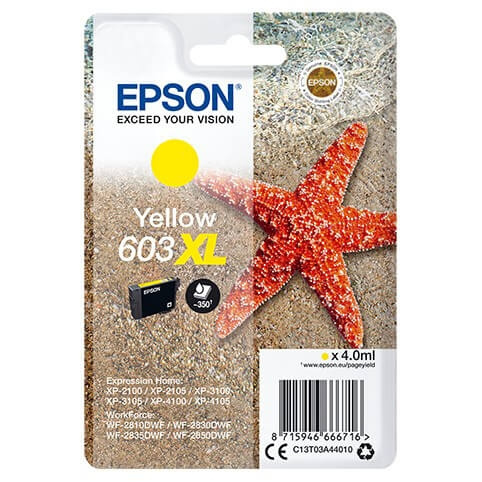EPSON Blekk C13T03A44010 603XL Gul Starfish i gruppen Datautstyr / Skrivere og tilbehør / Blekk og toner / Blekkpatroner / Epson hos TP E-commerce Nordic AB (C26693)