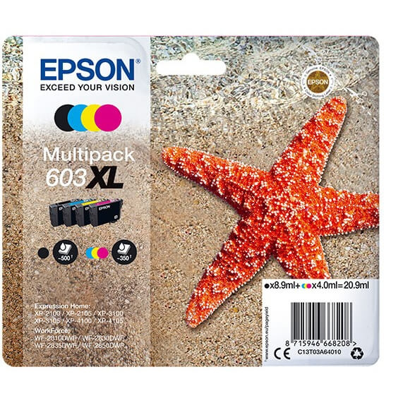 EPSON Blekk C13T03A64010 603XL Multipack Starfish i gruppen Datautstyr / Skrivere og tilbehør / Blekk og toner / Blekkpatroner / Epson hos TP E-commerce Nordic AB (C26694)