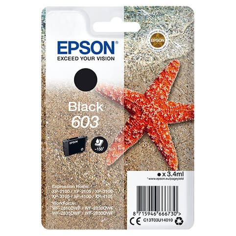 EPSON Blekk C13T03U14010 603 Svart Starfish i gruppen Datautstyr / Skrivere og tilbehør / Blekk og toner / Blekkpatroner / Epson hos TP E-commerce Nordic AB (C26700)