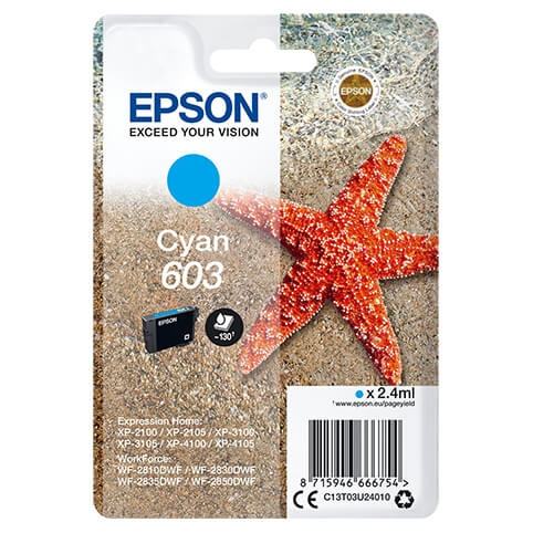 EPSON Blekk C13T03U24010 603 Cyan Starfish i gruppen Datautstyr / Skrivere og tilbehør / Blekk og toner / Blekkpatroner / Epson hos TP E-commerce Nordic AB (C26701)