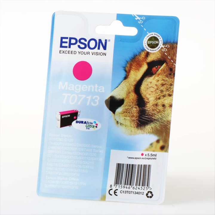 Epson Bläck C13T07134012 T0713 Magenta, Cheetah i gruppen Datautstyr / Skrivere og tilbehør / Blekk og toner / Blekkpatroner / Epson hos TP E-commerce Nordic AB (C26742)