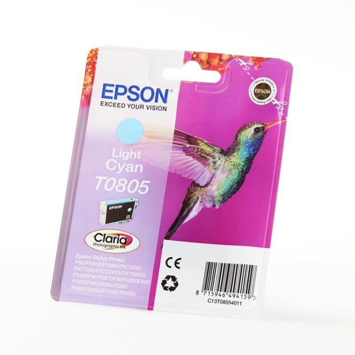 EPSON Blekk C13T08054011 T0805 Lys Cyan Hummingbird i gruppen Datautstyr / Skrivere og tilbehør / Blekk og toner / Blekkpatroner / Epson hos TP E-commerce Nordic AB (C26746)