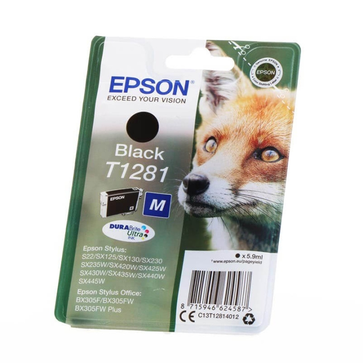 Epson Bläck C13T12814012 T1281 Svart, Räv i gruppen Datautstyr / Skrivere og tilbehør / Blekk og toner / Blekkpatroner / Epson hos TP E-commerce Nordic AB (C26748)