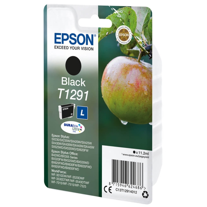 EPSON Blekk C13T12914012 T1291 Svart Apple i gruppen Datautstyr / Skrivere og tilbehør / Blekk og toner / Blekkpatroner / Epson hos TP E-commerce Nordic AB (C26753)