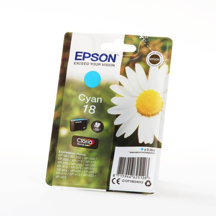 EPSON Blekk C13T18024012 18 Cyan Daisy i gruppen Datautstyr / Skrivere og tilbehør / Blekk og toner / Blekkpatroner / Epson hos TP E-commerce Nordic AB (C26775)