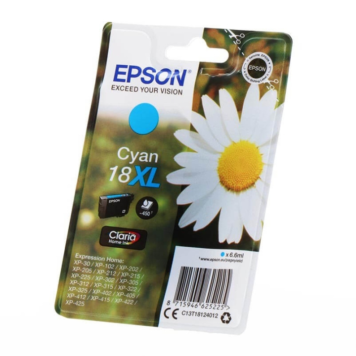 EPSON Blekk C13T18124012 18XL Cyan Daisy i gruppen Datautstyr / Skrivere og tilbehør / Blekk og toner / Blekkpatroner / Epson hos TP E-commerce Nordic AB (C26779)