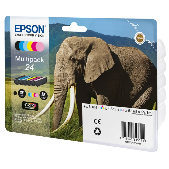 EPSON Blekk C13T24284011 24 Multipack Elephant i gruppen Datautstyr / Skrivere og tilbehør / Blekk og toner / Blekkpatroner / Epson hos TP E-commerce Nordic AB (C26782)