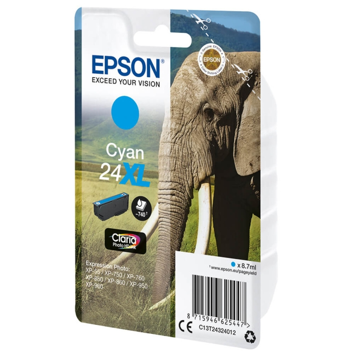 EPSON Blekk C13T24324012 24XL Cyan Elephant i gruppen Datautstyr / Skrivere og tilbehør / Blekk og toner / Blekkpatroner / Epson hos TP E-commerce Nordic AB (C26784)