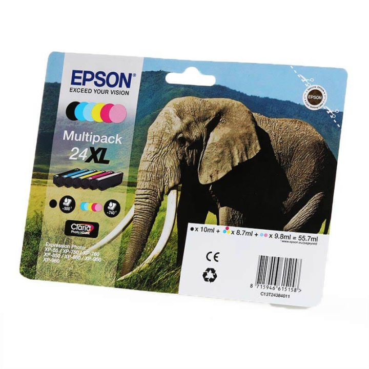 EPSON Blekk C13T24384011 24XL Multipack Elephant i gruppen Datautstyr / Skrivere og tilbehør / Blekk og toner / Blekkpatroner / Epson hos TP E-commerce Nordic AB (C26789)