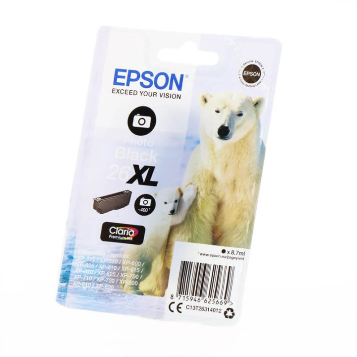 EPSON Blekk C13T26314012 26XL Fotosvart Polar Bear i gruppen Datautstyr / Skrivere og tilbehør / Blekk og toner / Blekkpatroner / Epson hos TP E-commerce Nordic AB (C26792)