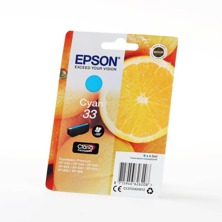 EPSON Blekk C13T33424012 33 Cyan Oranges i gruppen Datautstyr / Skrivere og tilbehør / Blekk og toner / Blekkpatroner / Epson hos TP E-commerce Nordic AB (C26819)