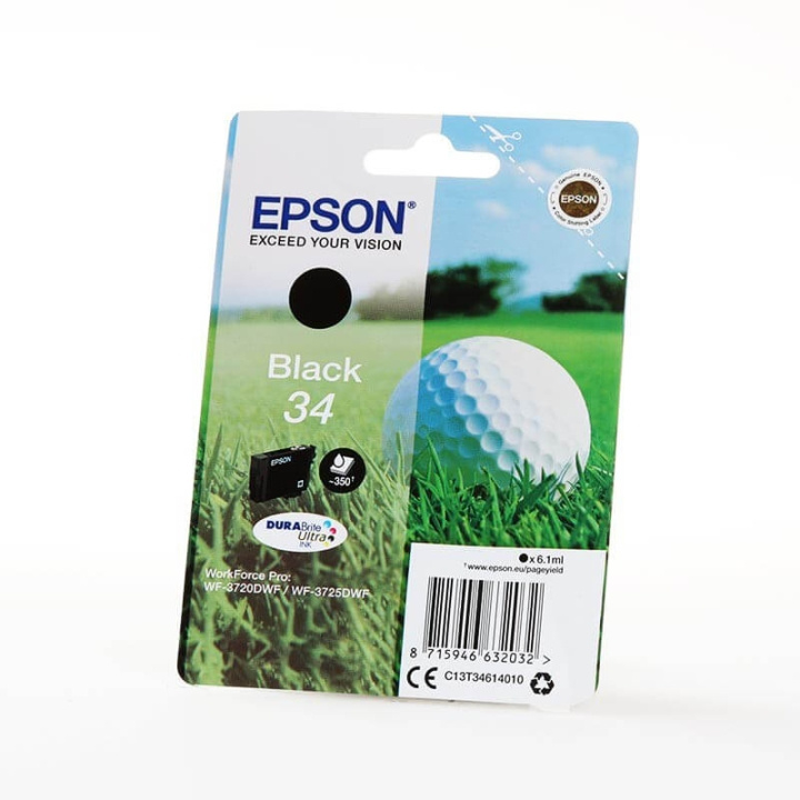 EPSON Blekk C13T34614010 34 Svart Golf Ball i gruppen Datautstyr / Skrivere og tilbehør / Blekk og toner / Blekkpatroner / Epson hos TP E-commerce Nordic AB (C26828)