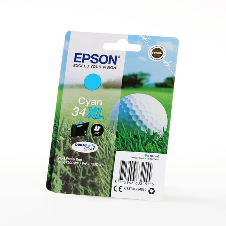 EPSON Blekk C13T34724010 34XL Cyan Golf Ball i gruppen Datautstyr / Skrivere og tilbehør / Blekk og toner / Blekkpatroner / Epson hos TP E-commerce Nordic AB (C26831)