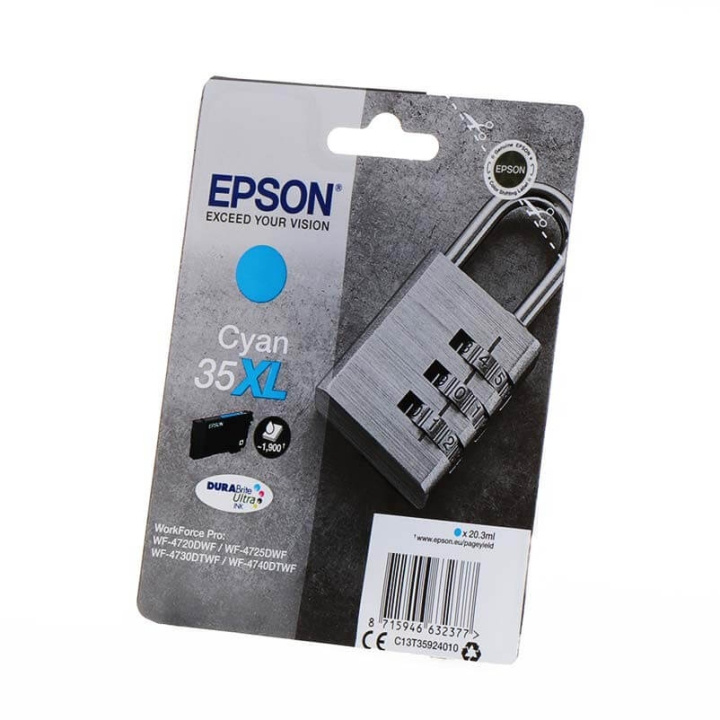 EPSON Blekk C13T35924010 35XL Cyan Padlock i gruppen Datautstyr / Skrivere og tilbehør / Blekk og toner / Blekkpatroner / Epson hos TP E-commerce Nordic AB (C26838)