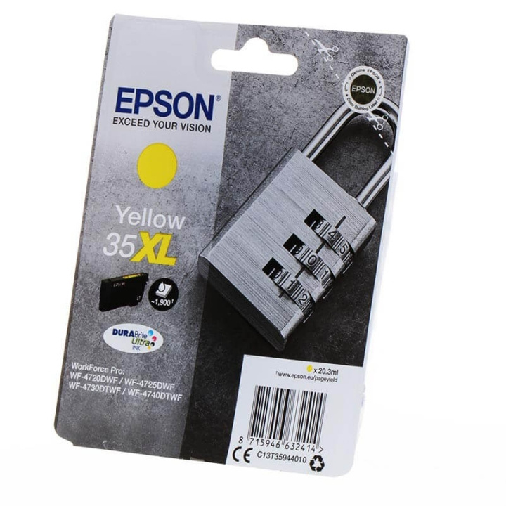 EPSON Blekk C13T35944010 35XL Gul Padlock i gruppen Datautstyr / Skrivere og tilbehør / Blekk og toner / Blekkpatroner / Epson hos TP E-commerce Nordic AB (C26840)