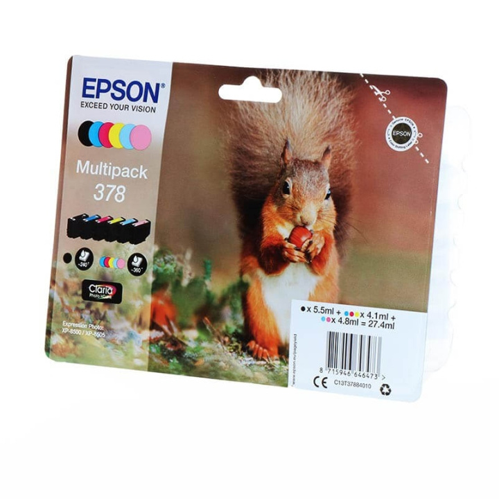 EPSON Blekk C13T37884010 378 Multipack Squirrel i gruppen Datautstyr / Skrivere og tilbehør / Blekk og toner / Blekkpatroner / Epson hos TP E-commerce Nordic AB (C26842)