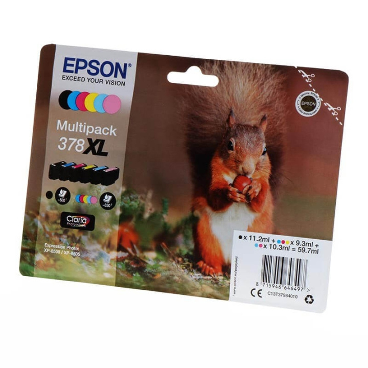 EPSON Blekk C13T37984010 378XL Multipack Squirrel i gruppen Datautstyr / Skrivere og tilbehør / Blekk og toner / Blekkpatroner / Epson hos TP E-commerce Nordic AB (C26844)