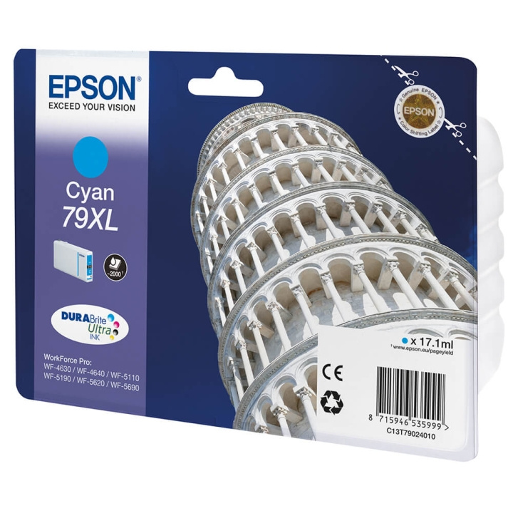 EPSON Blekk C13T79024010 79XL Cyan Tower of Pisa i gruppen Datautstyr / Skrivere og tilbehør / Blekk og toner / Blekkpatroner / Epson hos TP E-commerce Nordic AB (C26870)