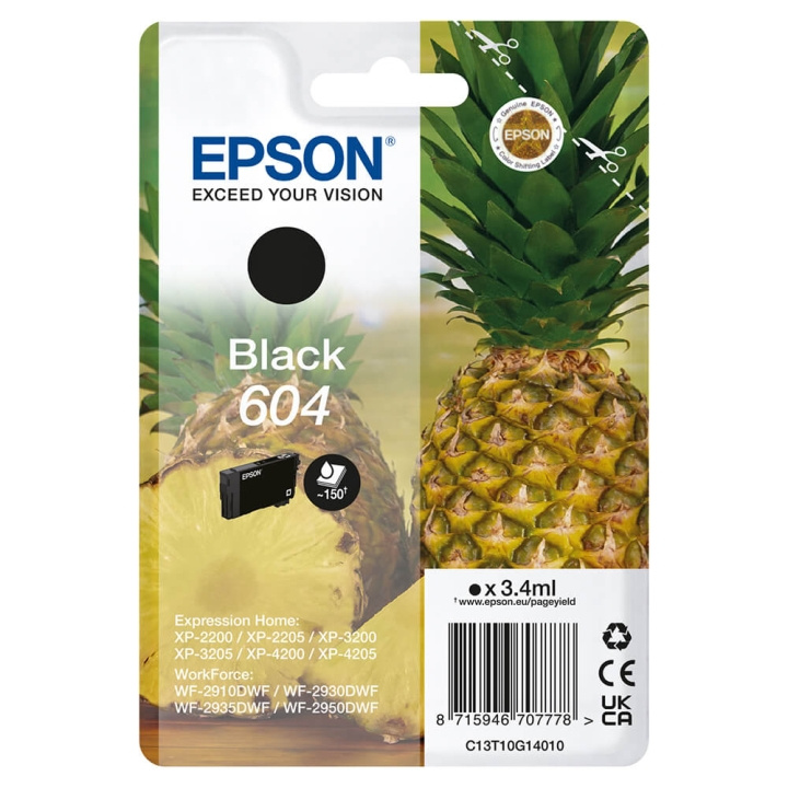 Epson Bläck C13T10G14010 604 Svart, ananas i gruppen Datautstyr / Skrivere og tilbehør / Blekk og toner / Blekkpatroner / Epson hos TP E-commerce Nordic AB (C26916)