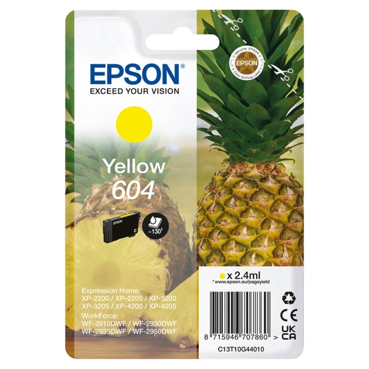 Epson Bläck C13T10G44010 604 Gul, ananas i gruppen Datautstyr / Skrivere og tilbehør / Blekk og toner / Blekkpatroner / Epson hos TP E-commerce Nordic AB (C26919)