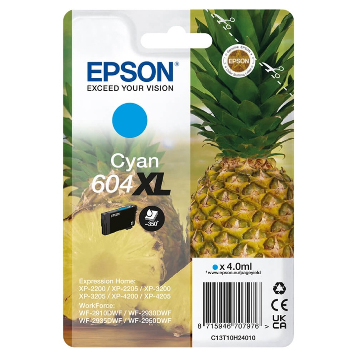 EPSON Blekk C13T10H24010 604XL Cyan Ananas i gruppen Datautstyr / Skrivere og tilbehør / Blekk og toner / Blekkpatroner / Epson hos TP E-commerce Nordic AB (C26922)