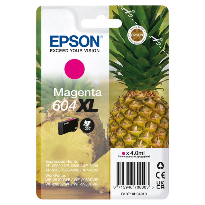 Epson Blekk C13T10H34010 604XL Magenta, ananas i gruppen Datautstyr / Skrivere og tilbehør / Blekk og toner / Blekkpatroner / Epson hos TP E-commerce Nordic AB (C26923)