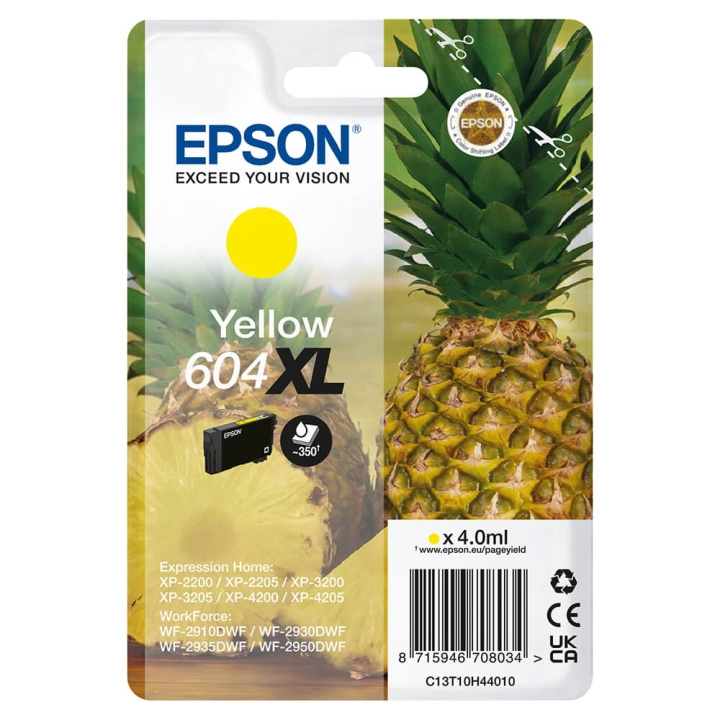 Epson Blekk C13T10H44010 604XL Gul, ananas i gruppen Datautstyr / Skrivere og tilbehør / Blekk og toner / Blekkpatroner / Epson hos TP E-commerce Nordic AB (C26924)