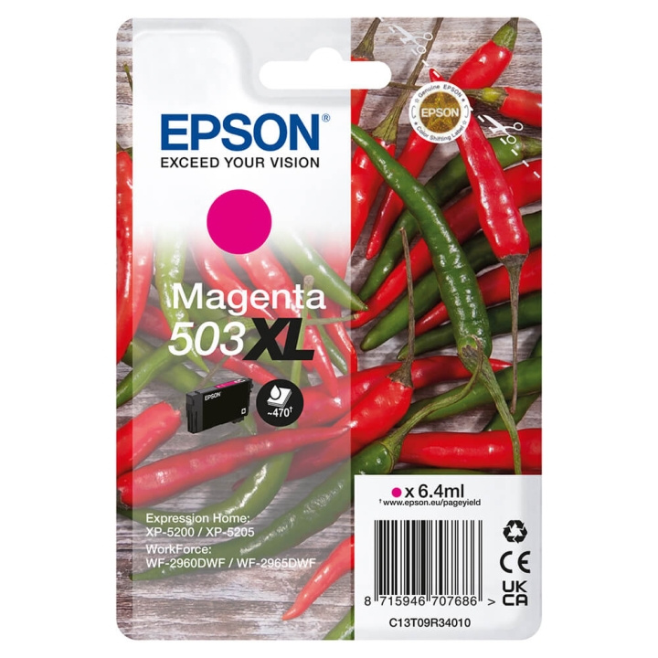 EPSON Blekk C13T09R34010 503XL Magenta Chili Høy Kapasitet i gruppen Datautstyr / Skrivere og tilbehør / Blekk og toner / Blekkpatroner / Epson hos TP E-commerce Nordic AB (C26939)