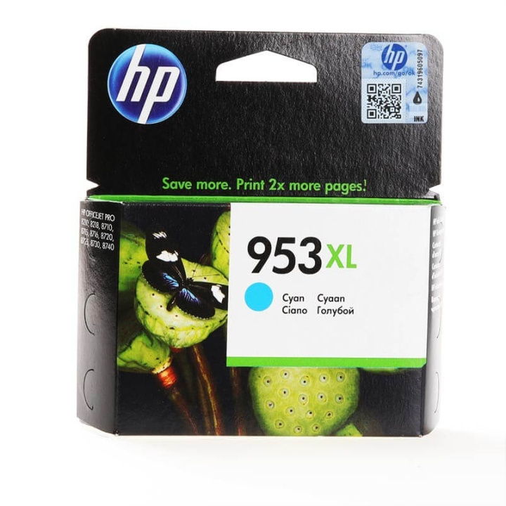 HP Bläck F6U16AE 953XL Cyan i gruppen Datautstyr / Skrivere og tilbehør / Blekk og toner / Toner / HP hos TP E-commerce Nordic AB (C26986)