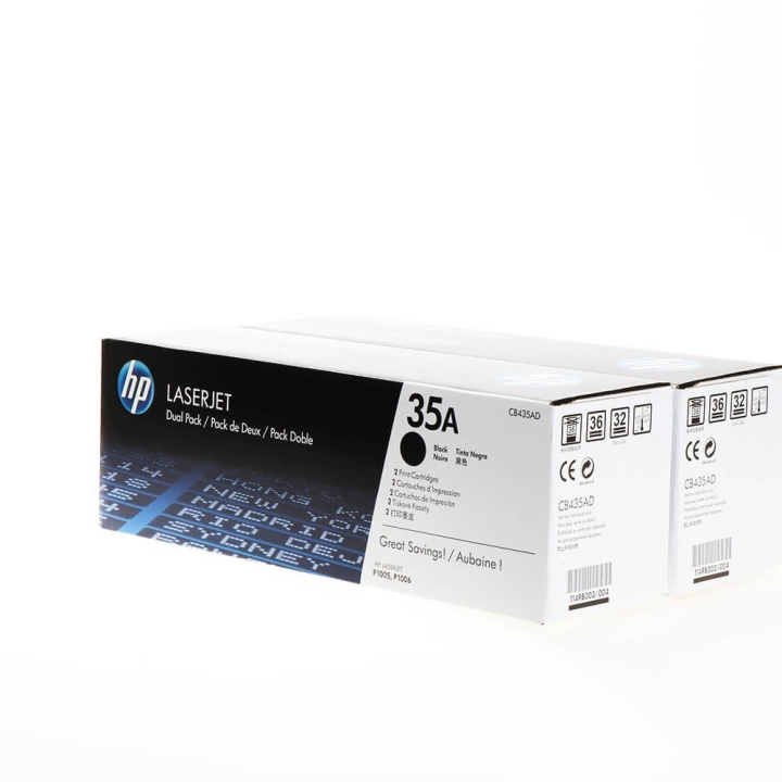 HP Toner CB435AD 35A Svart, 2-pakke i gruppen Datautstyr / Skrivere og tilbehør / Blekk og toner / Toner / HP hos TP E-commerce Nordic AB (C27085)
