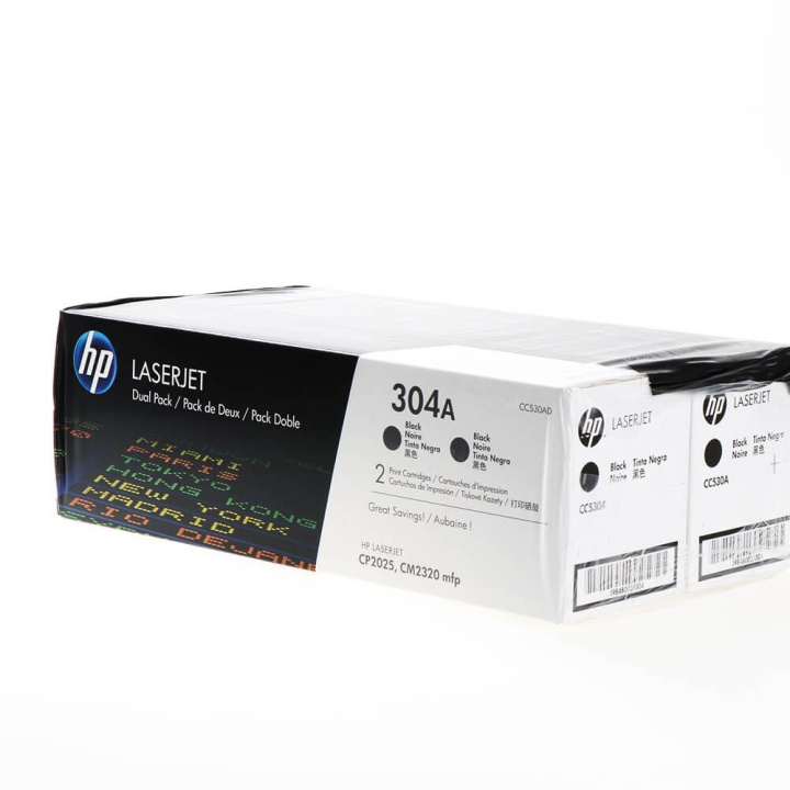 HP Toner CC530AD 304A Svart 2-pack i gruppen Datautstyr / Skrivere og tilbehør / Blekk og toner / Toner / HP hos TP E-commerce Nordic AB (C27095)