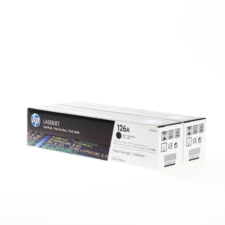 HP Toner CE310AD 126A Svart, 2-pakning i gruppen Datautstyr / Skrivere og tilbehør / Blekk og toner / Toner / HP hos TP E-commerce Nordic AB (C27126)