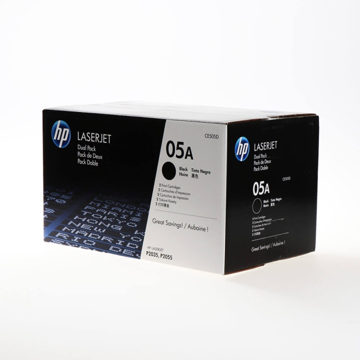 HP Toner CE505D 05A Svart 2-pack i gruppen Datautstyr / Skrivere og tilbehør / Blekk og toner / Toner / HP hos TP E-commerce Nordic AB (C27156)