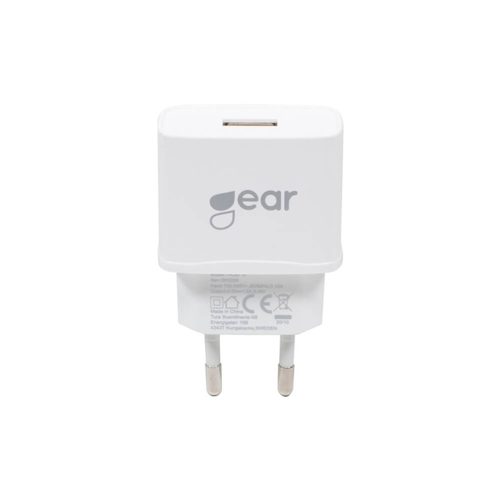 GEAR Lader 220V 1xUSB-A 1A Hvit i gruppen SMARTTELEFON & NETTBRETT / Ladere og Kabler / Adaptere hos TP E-commerce Nordic AB (C28613)