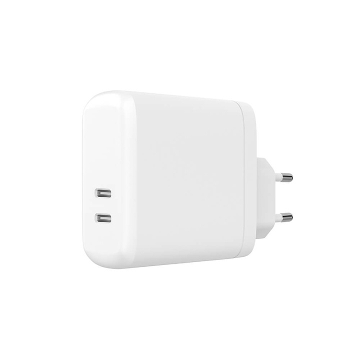 Gear Charger 220V 2xUSB-C White PD 60W (PD 30W+PD30W) i gruppen SMARTTELEFON & NETTBRETT / Ladere og Kabler / Vegglader / Vegglader Type C hos TP E-commerce Nordic AB (C28635)