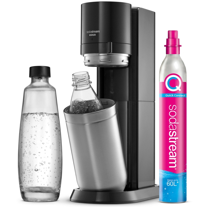 SodaStream Kolsyremaskin E-DUO Metallic Black i gruppen HJEM, HUS OG HAGE / Husholdningsapparater / Vann og juice / Kullsyremaskin / Maskiner hos TP E-commerce Nordic AB (C28647)