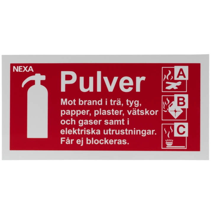 Nexa BSP-1020 Skilt for pulverslukkere i gruppen HJEM, HUS OG HAGE / Alarm, Sikkerhet og overvåking / Brann, røyk, gass / Brannslukkningsapparat hos TP E-commerce Nordic AB (C28816)