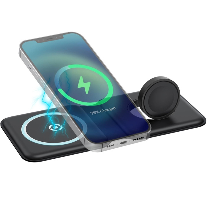 Celly MAGFOLD2IN1 2-i-1 MagSafe sammenleggbar trådløs lader i gruppen SMARTTELEFON & NETTBRETT / Ladere og Kabler / Trådløs lader QI hos TP E-commerce Nordic AB (C28824)