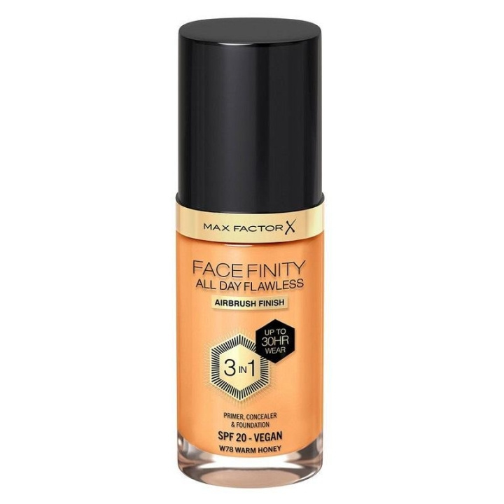 Max Factor Facefinity 3 In 1 Foundation 78 Warm Honey i gruppen HELSE OG SKJØNNHET / Makeup / Makeup ansikt / Foundation hos TP E-commerce Nordic AB (C29100)