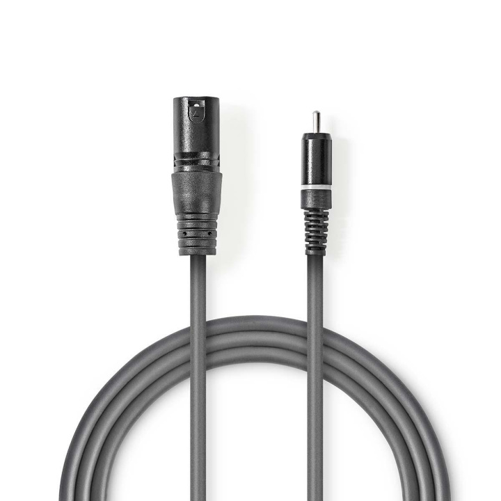 Nedis Ubalansert lydkabel | XLR 3-Pin Han | RCA Han | Nikkel belagt | 1.50 m | Rund | PVC | Mørk Grå | Pappetui i gruppen Elektronikk / Kabler og adaptere / RCA / Kabler hos TP E-commerce Nordic AB (C29408)