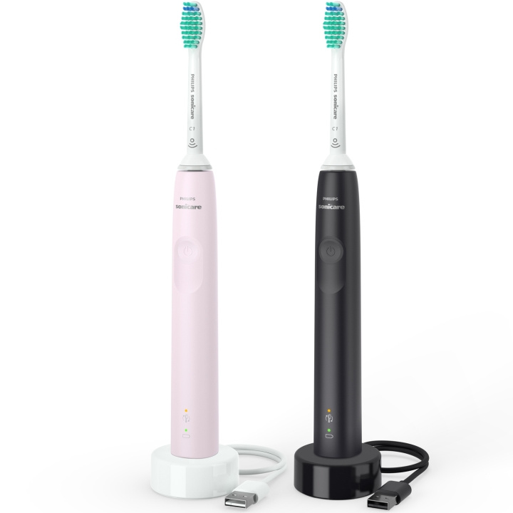 Philips Elektrisk tannbørste 2x svart/rosa HX3675/15 i gruppen HELSE OG SKJØNNHET / Munnpleie / Elektriske tannbørster hos TP E-commerce Nordic AB (C29513)