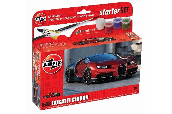 AIRFIX Small Starter Set 1:43 Bugatti Chiron, new i gruppen SPORT, FRITID & HOBBY / Hobby / Plastmodeller / Biler hos TP E-commerce Nordic AB (C29543)