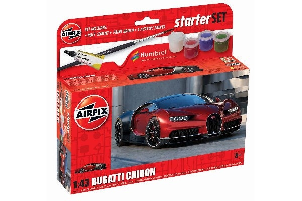 Airfix Small Starter Set 1:43 Bugatti Chiron, ny i gruppen SPORT, FRITID & HOBBY / Hobby / Plastmodeller / Biler hos TP E-commerce Nordic AB (C29543)