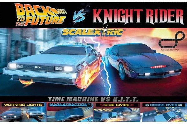SCALEXTRIC Back to the Future vs Knight Rider 1980 Race Set i gruppen LEKER, BARN OG BABY / Radiostyrt / Bilbaner / Baner hos TP E-commerce Nordic AB (C29704)