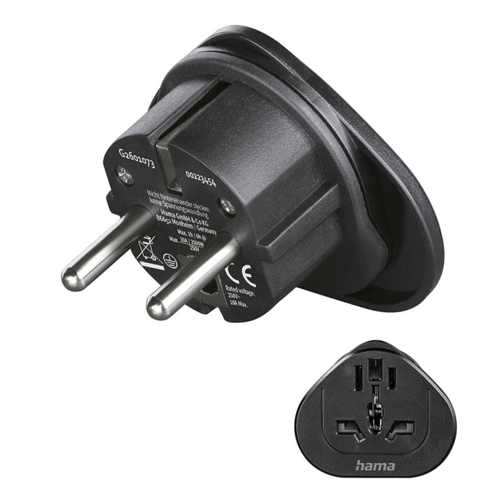 Hama Traveladapter Type E/F Universal World-EU Black i gruppen HJEM, HUS OG HAGE / El og belysning / Reiseadaptere hos TP E-commerce Nordic AB (C30234)