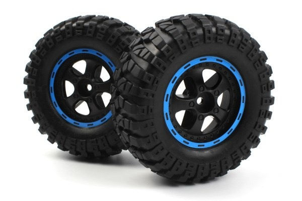 BLACKZON Smyter Desert Wheels/Tires Assembled (Black/Blue/2 i gruppen LEKER, BARN OG BABY / Radiostyrt / Reservedeler & Ekstra tilbehør / Blackzon hos TP E-commerce Nordic AB (C30838)